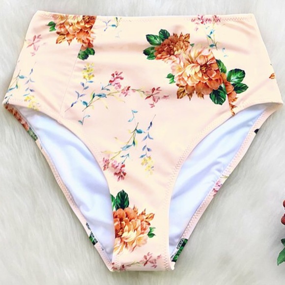 Cupshe Green And Peony Print High-Waisted Bikini - Picture 3 of 5